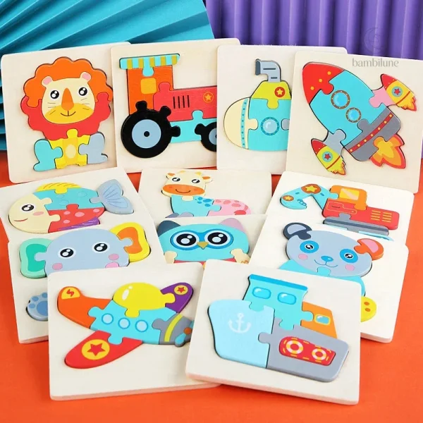3D Wooden Puzzle - Animaux en aventure