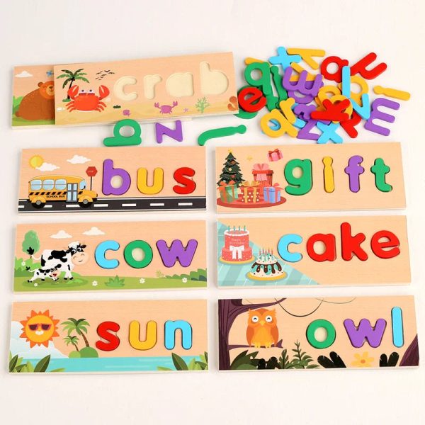 Jeu d'apprentissage en bois pour développer le vocabulaire