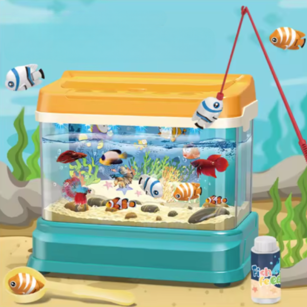 Activité ludique d'apprentissage avec jeu de pêche aquarium