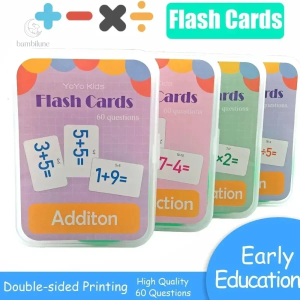 Flash cards colorées pour enseigner les bases de l'arithmétique