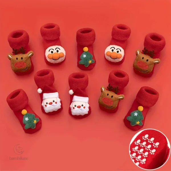 Chaussettes d'hiver BabyClaus avec motif Père Noël