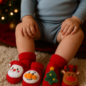 Chaussettes confortables pour enfants, thème Noël