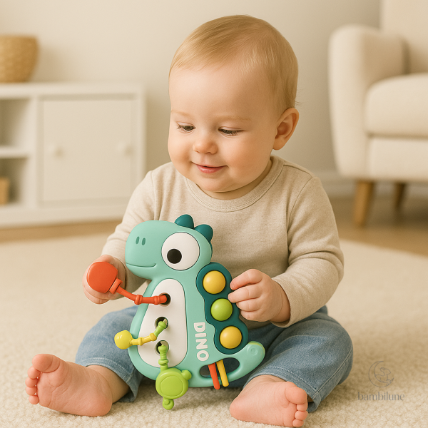 BabyDino – Jouet sensoriel à tirer pour bébés