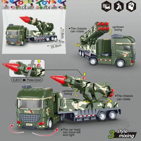 Camion jouet militaire adapté aux enfants de 3 à 4 ans