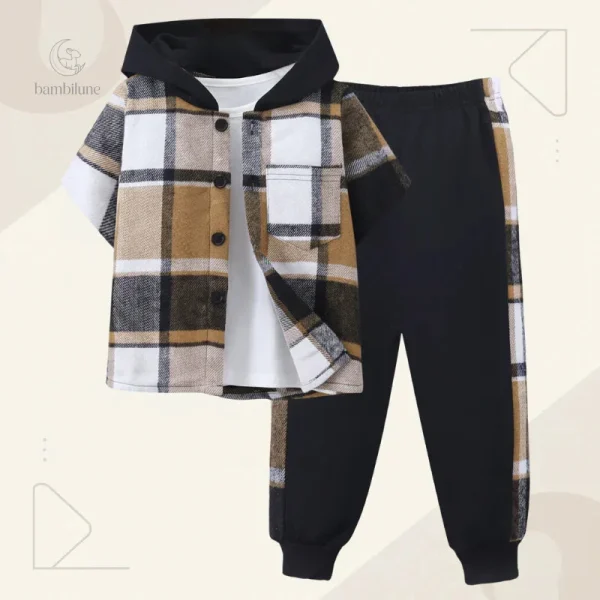 Tenue à carreaux tendance pour garçons, agréable à porter