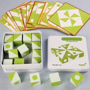 Jeu de construction géométrique en bois pour jeunes esprits