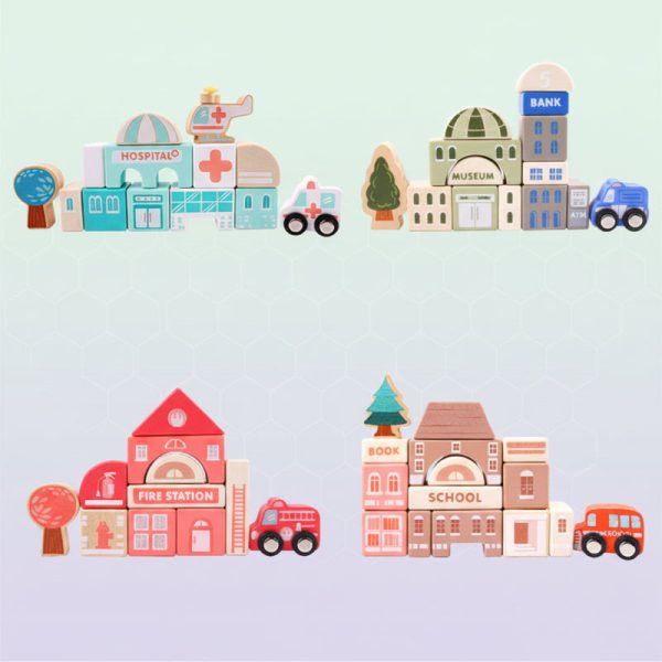 Blocs de ville en bois pour enfants de 3 à 4 ans