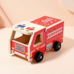 Éducatif camion de pompiers en bois pour jeunes enfants