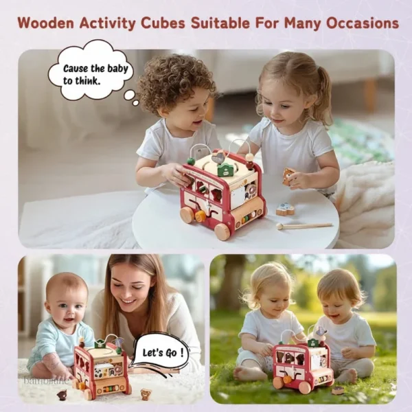 Activités ludiques sur le bus Montessori en bois