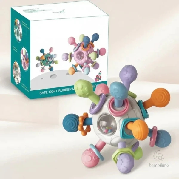 Anneau 3 en 1 : jouet, dentition et stimulation sensorielle