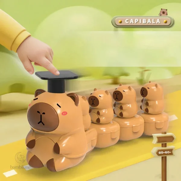 Train coloré avec capybaras, idéal pour les tout-petits