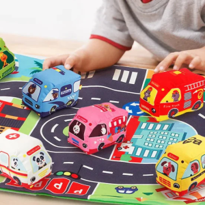 Tapis de jeu coloré pour enfants 2-3 ans, thème voiture