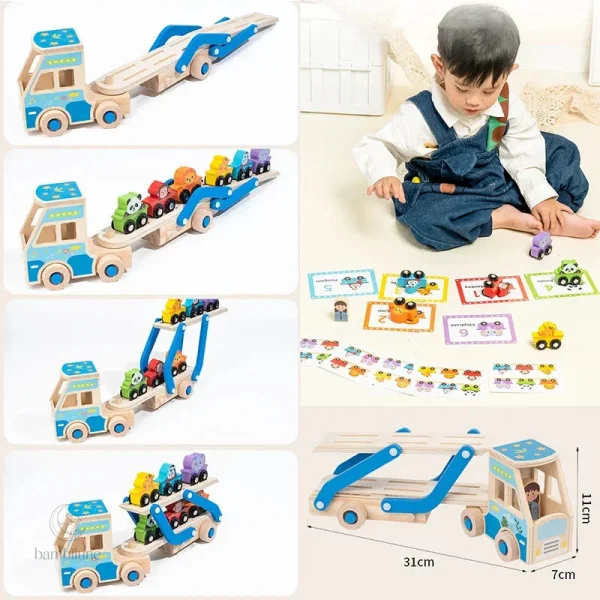 Camion ludique pour enfants de 3 à 4 ans, en bois coloré