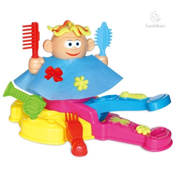 Jeu créatif de coiffure avec pâte à modeler colorée