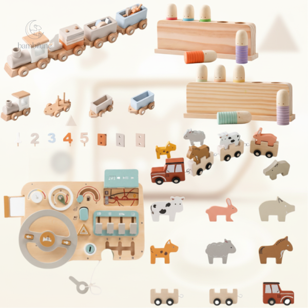 Jouets éducatifs en bois pour motricité fine