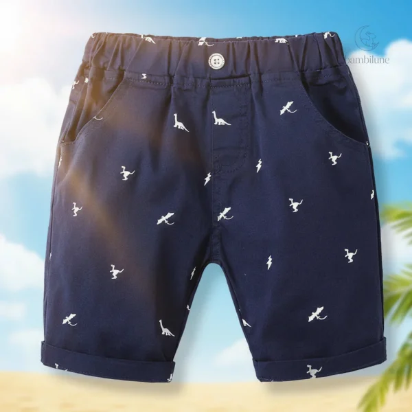 Short avec design dinosaure, idéal pour le jeu et l'été
