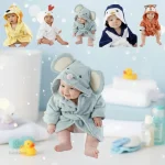 Peignoir doux et absorbant pour enfants à motif animalier