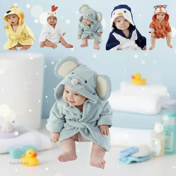 Peignoir doux et absorbant pour enfants à motif animalier