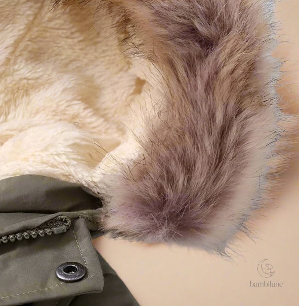 Col en fourrure sur parka d'hiver pour enfants CozyTrend