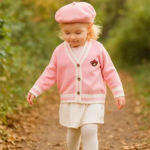 Cardigan oursons tricoté CozziWear pour enfants