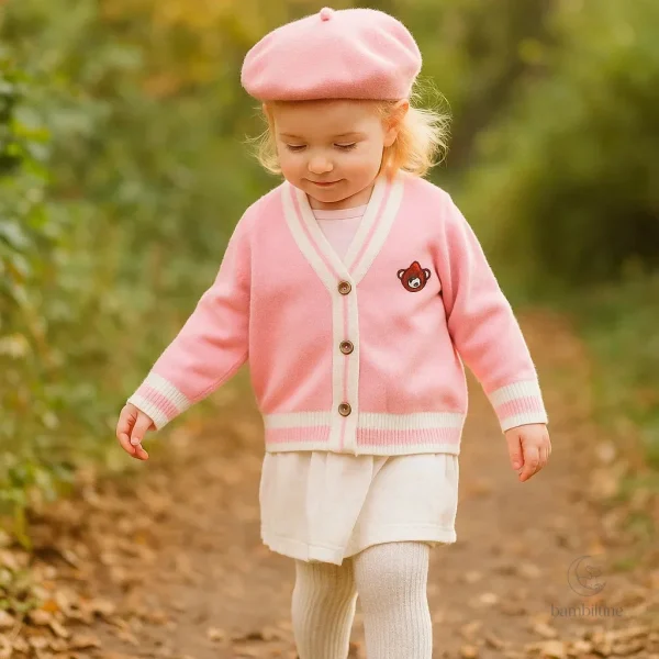 Cardigan oursons tricoté CozziWear pour enfants