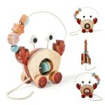 Crab Pull Toy - Crabe en bois pour enfants de 1 à 2 ans