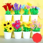 Matériel coloré pour personnaliser des pots de fleurs