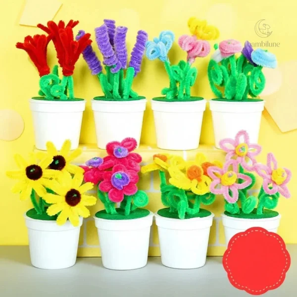 Matériel coloré pour personnaliser des pots de fleurs