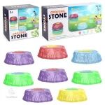 Sauter sur des pierres colorées pour un jeu actif