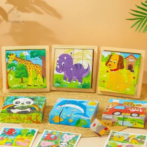 CubePuzzle – Puzzle en blocs de bois 3D pour jeunes enfants