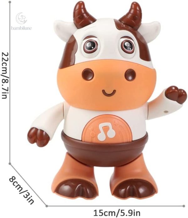 Vache sympathique qui encourage le jeu et la danse