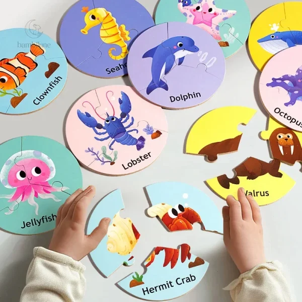 Puzzle éducatif adapté aux tout-petits, 3 pièces colorées