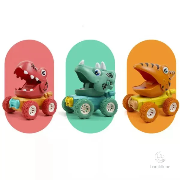 Voiture Dino colorée, idéale pour les explorations des tout-petits