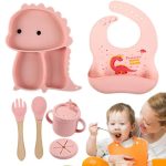 Vaisselle silicone Dino - Pratique et sûre pour les petits