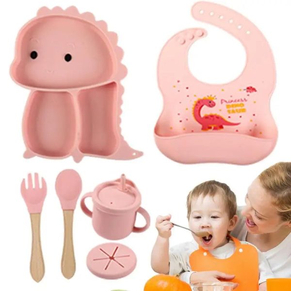 Vaisselle silicone Dino - Pratique et sûre pour les petits