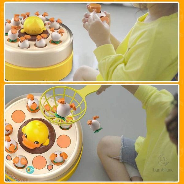Amusement familial avec des canards colorés pour les petits