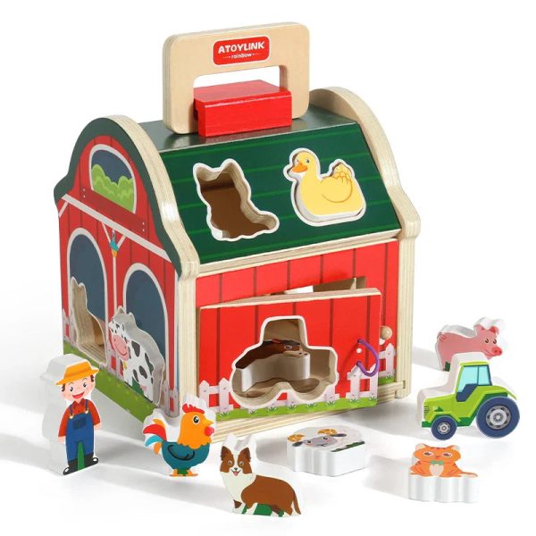 Jeu éducatif de tri de la ferme en bois