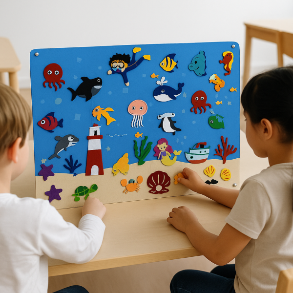 Panneau éducatif en feutrine sur les animaux