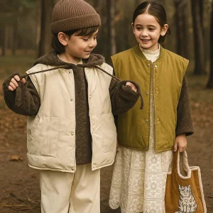 Gilet sans manches confortable pour enfants en automne