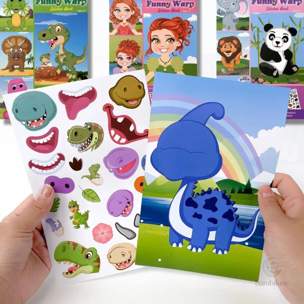 Jeu éducatif avec des visages rigolos et des animaux