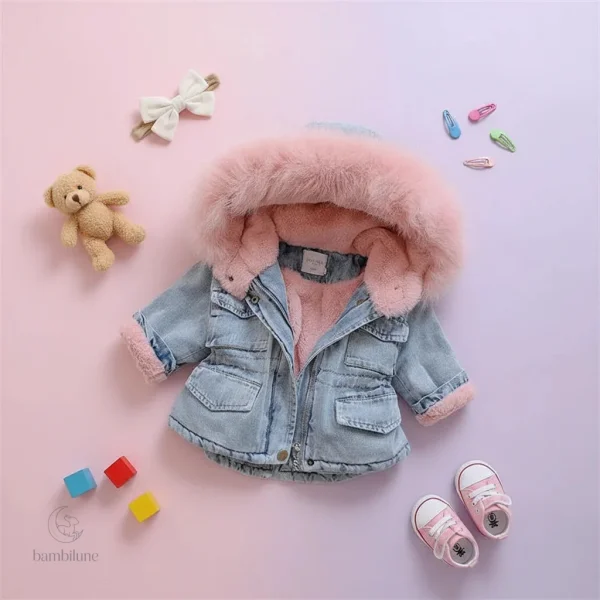 Manteau d'hiver pour enfants, look denim