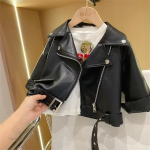 Veste en cuir noire pour jeunes filles