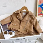 Veste en cuir pour jeunes filles élégante