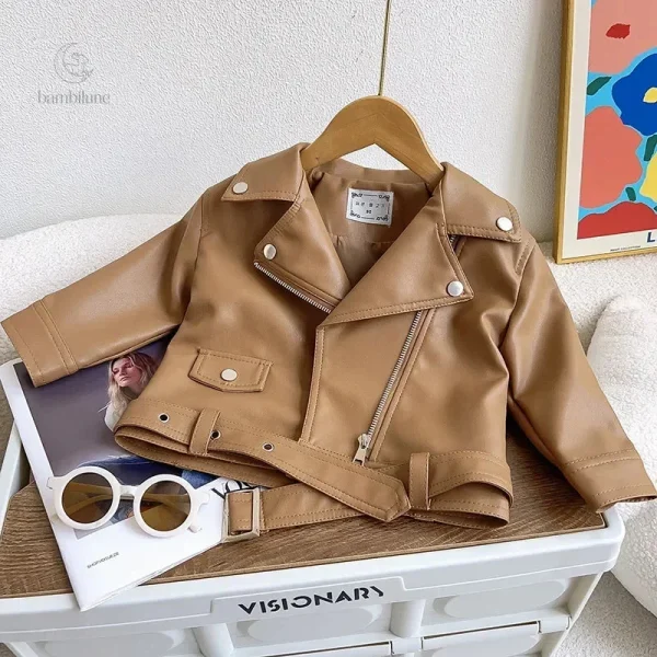 Veste en cuir pour jeunes filles élégante