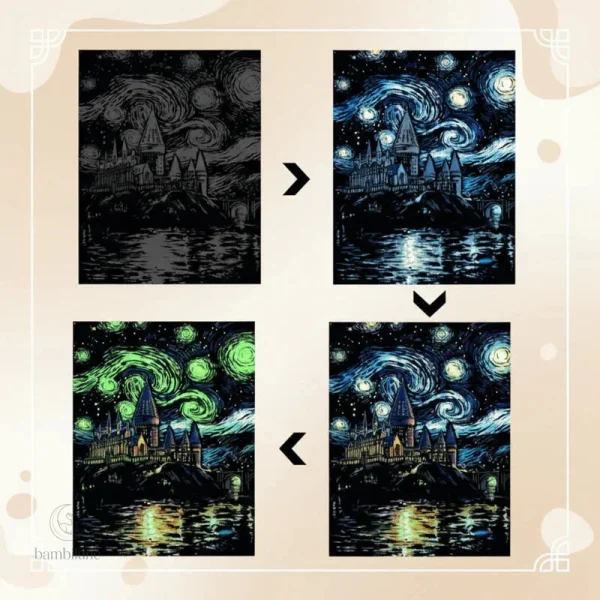 Activité créative avec effets lumineux nocturnes