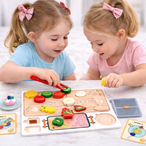 Activité éducative avec des fruits colorés pour les petits