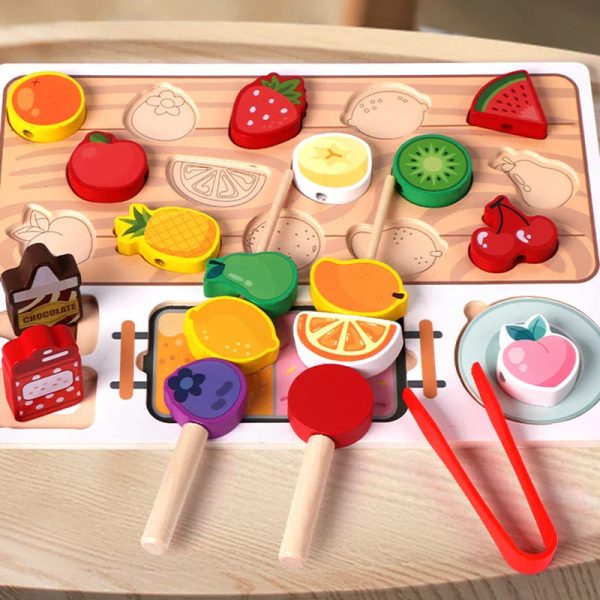 Fruits en bois à trier pour enfants de 3 à 4 ans