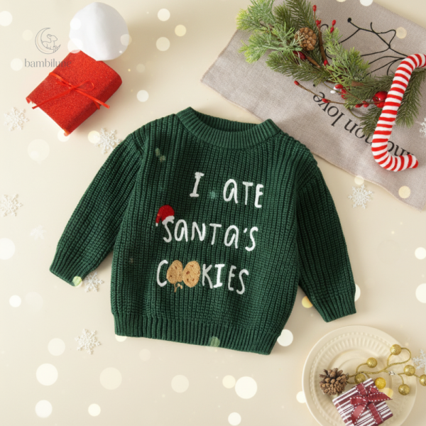Pull chaleureux pour enfants avec inscription festive