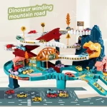 Voitures dinosaures sur circuit de course amusant