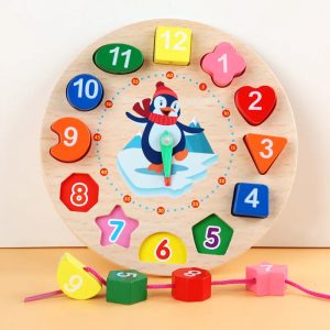 Horloge en bois éducative pour apprendre à lire l'heure